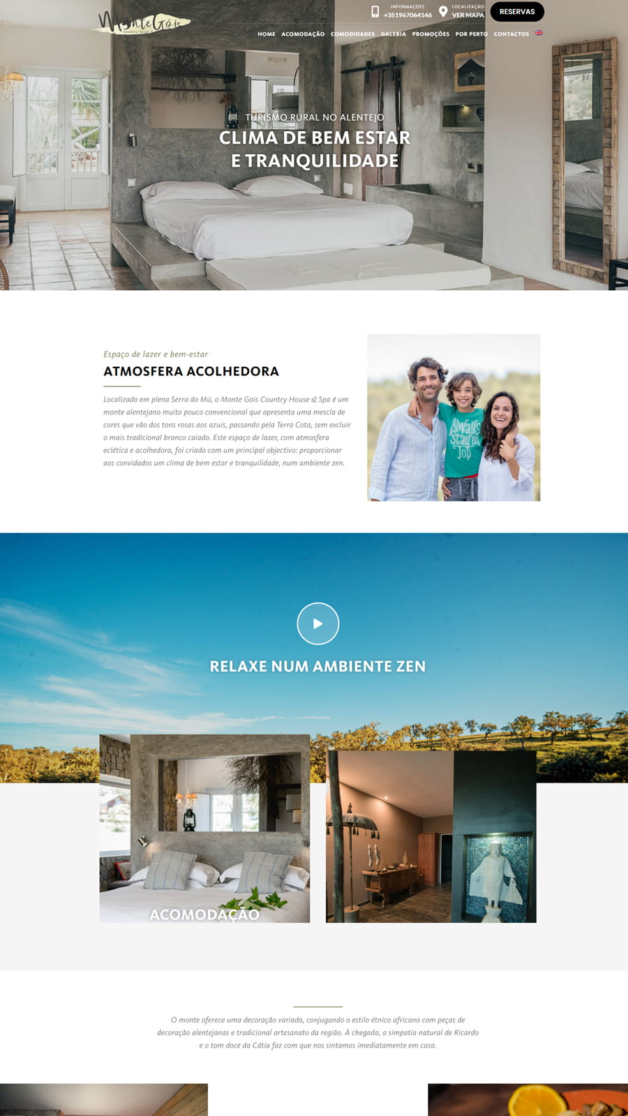 Website para hotel Monte Góis com design moderno e promoção de alojamento turístico