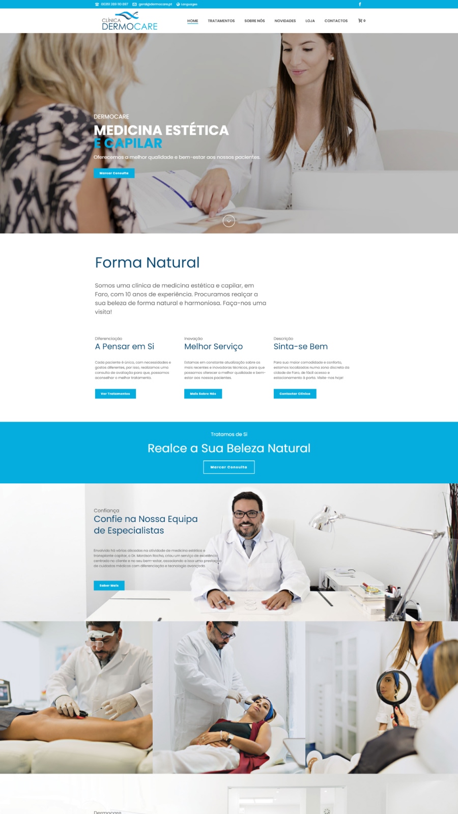 Website for an aesthetic and health medicine clinic focused on services, trust, and online booking.