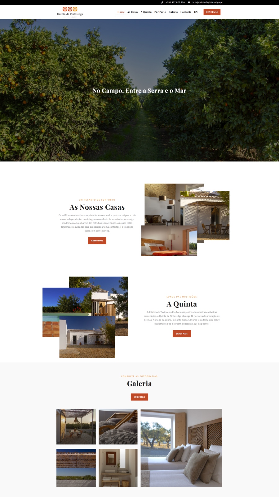 Website para Quinta da Pintassilga com promoção de alojamento rural e turismo no Algarve
