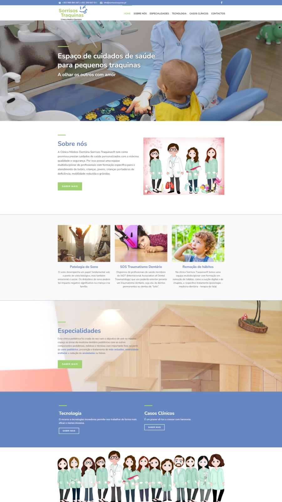 Website for a pediatric clinic and children's health program, with a structure focused on patient information and contact details.